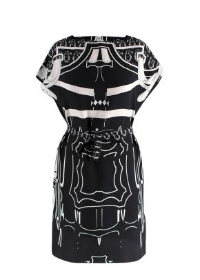 Hermes Black And White Belted Silk Dress Tunic 8
