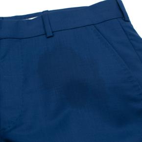 Alexander Mcqueen Blue Wool Pleat Detail Trousers 3