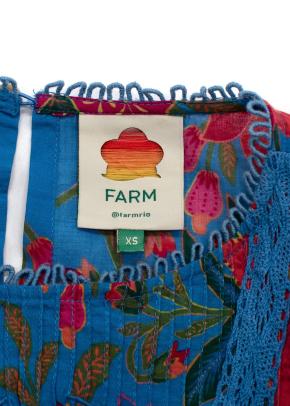 Farm Rio Blue Printed Lace Detail Blouse 4