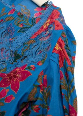 Farm Rio Blue Printed Lace Detail Blouse 5