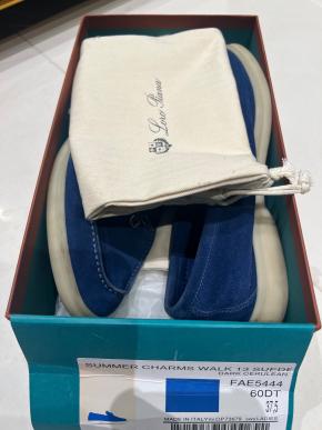 Loro Piana Blue Suede Summer Charms Walk Loafers 7