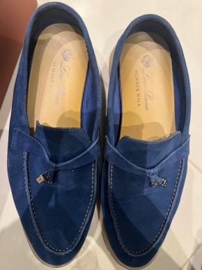 Loro Piana Blue Suede Summer Charms Walk Loafers 3