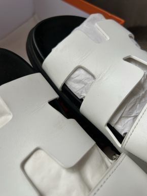 Hermes White Leather Chypre sandals 3