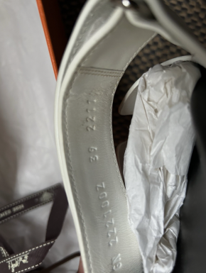 Hermes White Leather Chypre sandals 8