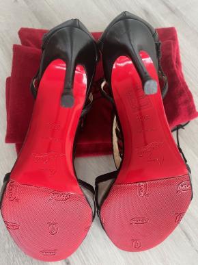 Louboutin Black Lattice Heels 7
