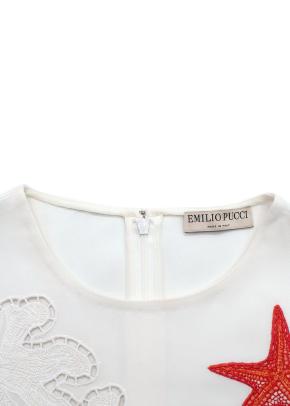 Emilio Pucci  Embroidered White Crepe Sleeveless Blouse 2