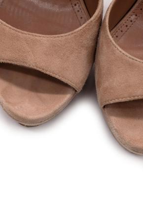 Alaia Beige Suede Platform Sandals 5