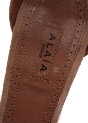 Alaia Beige Suede Platform Sandals 4