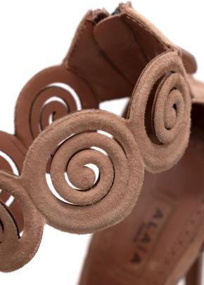 Alaia Beige Suede Platform Sandals 7