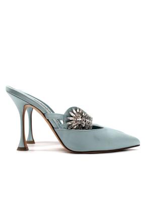 Manolo Blahnik Baby Blue Crystal-embellished Satin Heeled Mules 3