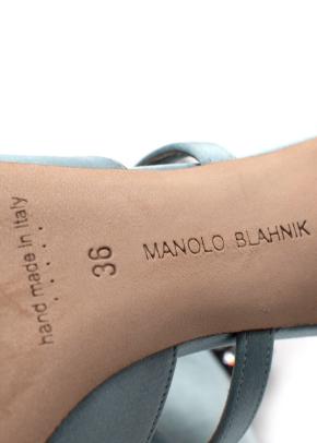 Manolo Blahnik Baby Blue Crystal-embellished Satin Heeled Mules 7