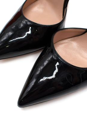 Gianvito Rossi Patent Leather Ruffle Lace Embellishment Heeled Pumps 5