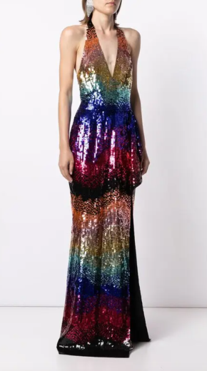 Zuhair Murad Gradient-Sequin Halterneck Gown 5