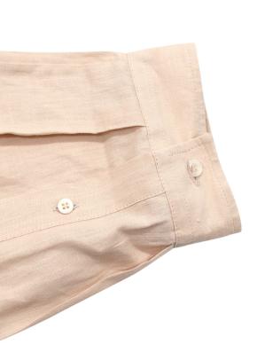 Brunello Cucinelli Neutral Hemp Linen Collarless Shirt 9