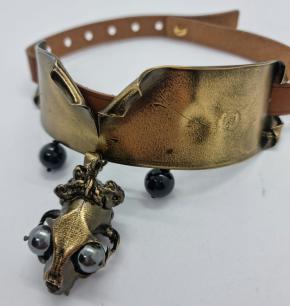 Valentino Skull Pendant Leather Choker 7