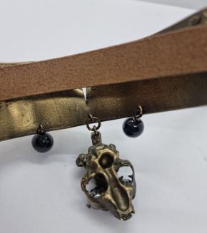 Valentino Skull Pendant Leather Choker 4
