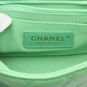 Chanel Mini Flap Bag in Green Leather with Gold Tone Jewel-Embellished Chain 6