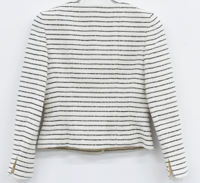 Chanel Ivory And Black Sequin Striped Tweed Jacket 3