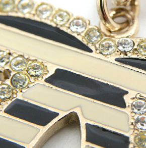 Chanel Striped CC Logo Gold Metal  Pendant 5