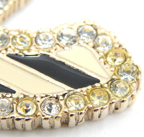 Chanel Striped CC Logo Gold Metal  Pendant 2
