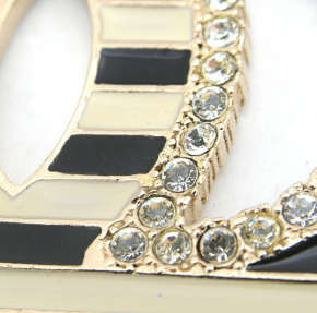 Chanel Striped CC Logo Gold Metal  Pendant 6