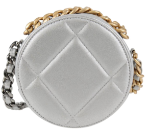 Chanel Grey Quilted Mini Round Bag with Silver and Gold Tone Hardware 4