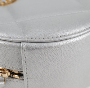 Chanel Grey Quilted Mini Round Bag with Silver and Gold Tone Hardware 18