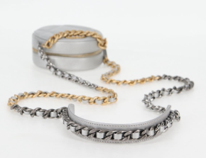 Chanel Grey Quilted Mini Round Bag with Silver and Gold Tone Hardware 6
