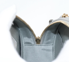 Chanel Grey Quilted Mini Round Bag with Silver and Gold Tone Hardware 11