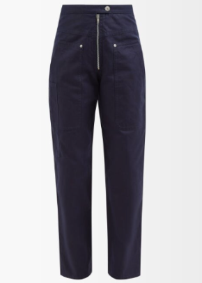 Isabel Marant Etoile Navy 'Phil' Trousers with Silver Zip 2