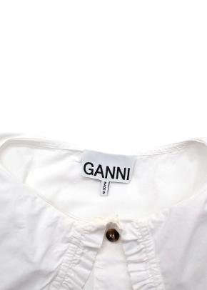 Ganni White Sleeveless Shirt with Oversized Frill Collar 6