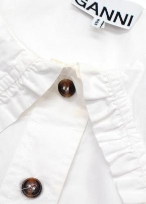 Ganni White Sleeveless Shirt with Oversized Frill Collar 9
