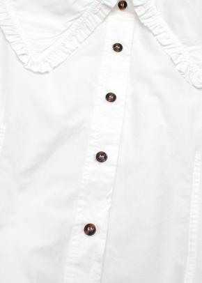 Ganni White Sleeveless Shirt with Oversized Frill Collar 4
