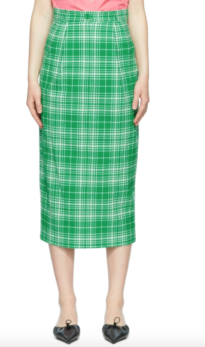 Sportmax Green Check Midi Skirt 3