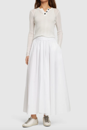 Aspesi White Cotton poplin midi skirt 3