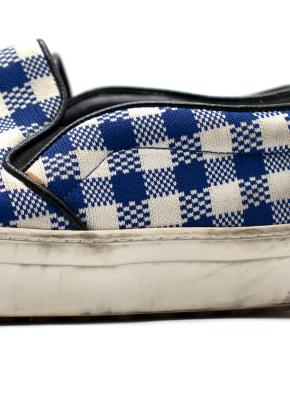 Celine Royal Blue and White Plaid Slip On Trainers 10