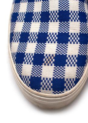 Celine Royal Blue and White Plaid Slip On Trainers 3