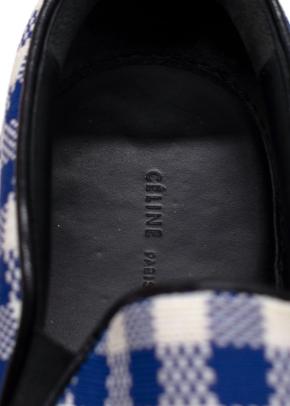 Celine Royal Blue and White Plaid Slip On Trainers 6