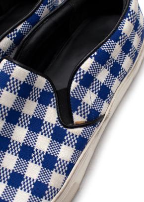 Celine Royal Blue and White Plaid Slip On Trainers 7