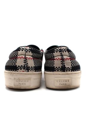 Celine Red and Black Check Slip On Trainers 6