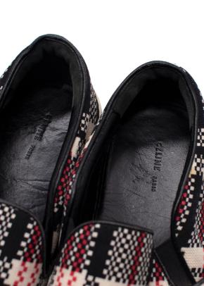 Celine Red and Black Check Slip On Trainers 4