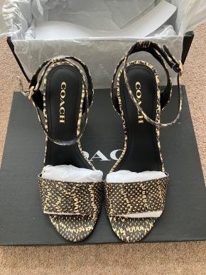 Coach Snakeskin Print Heeled Sandals 4