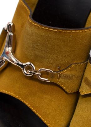 Gucci Mustard Suede Mules with Horsebit Hardware 5