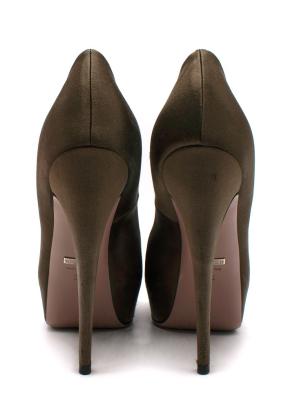 Gucci Olive Satin Platform Pumps 5