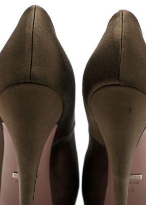 Gucci Olive Satin Platform Pumps 9