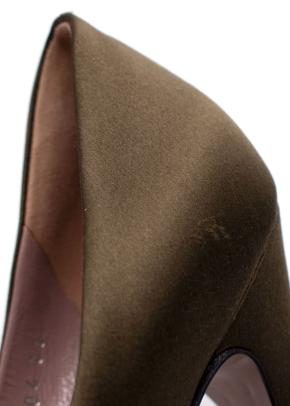 Gucci Olive Satin Platform Pumps 12