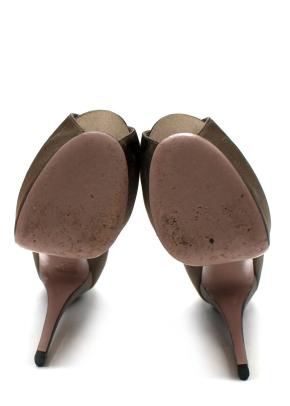 Gucci Olive Satin Platform Pumps 7