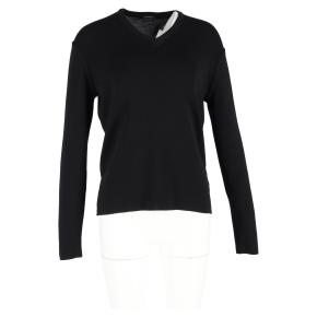 Jil Sander Black Cotton V-Neck Long Sleeve T-Shirt 4
