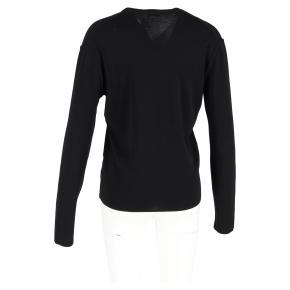 Jil Sander Black Cotton V-Neck Long Sleeve T-Shirt 6