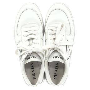 Prada White Leather Logo Low-Top Sneakers 3